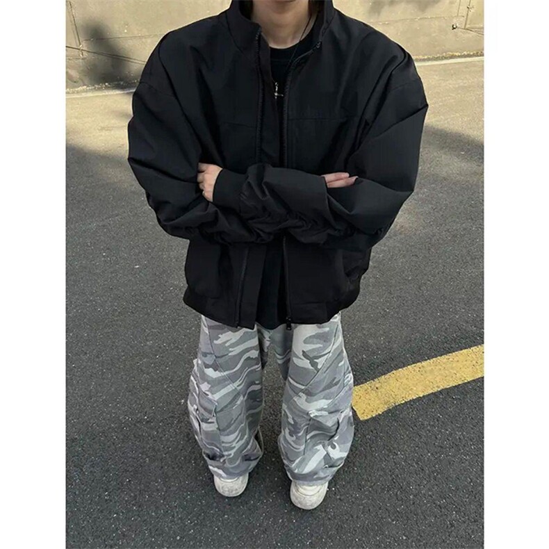 26春装新款美拉德立领飞行夹克boxy廓形休闲百搭外套上衣JK6500,男装夹克,电商A486