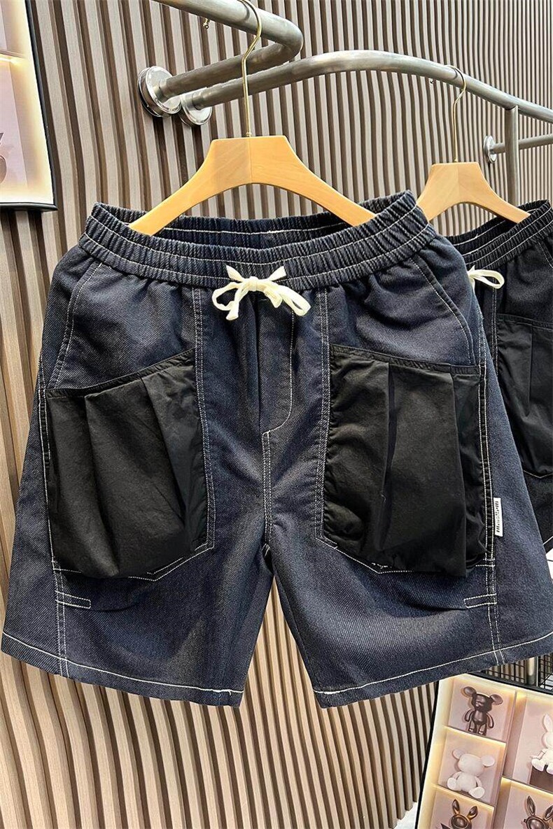 大口袋工装短裤男休闲宽松速干五分裤夏季痞帅气牛仔裤MS3008P53,男装牛仔裤,电商A089-1