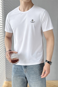 B353 A904 P25 L-4XL 夏季2025新款男士冰丝凉感速干短袖T恤 白图片