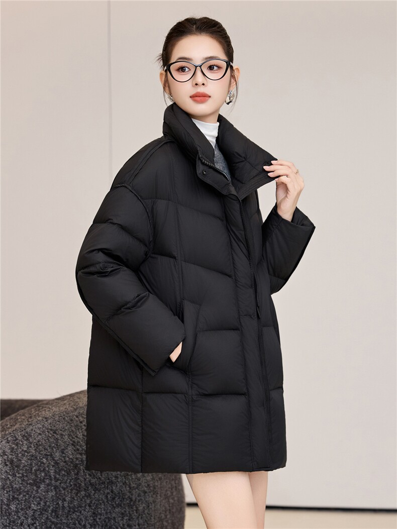 2025年冬季中长款90白鸭绒韩版显瘦百搭中长款羽绒服,女装羽绒服,阿舍尔精品