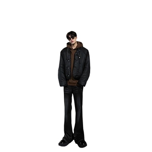 美式ins高街hiphop暗黑重工艺水洗暗黑微喇牛仔裤货号K2401P60图片