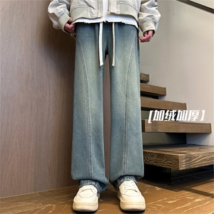 XZ616 秋冬重磅加绒缉明线复古百搭休闲牛仔长裤 TY416 P55控78图片