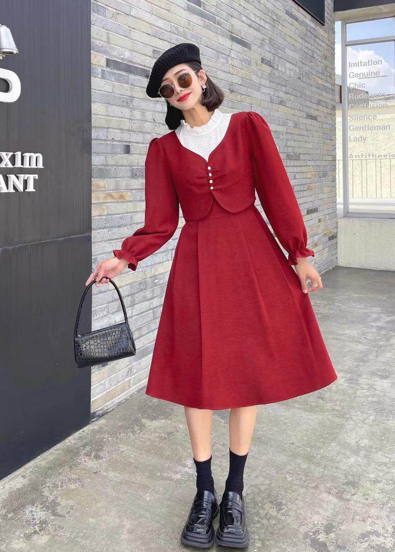 假两件套连衣裙，气质淑女款、两色、四个尺码，女装连衣裙，依柏璐(1F)