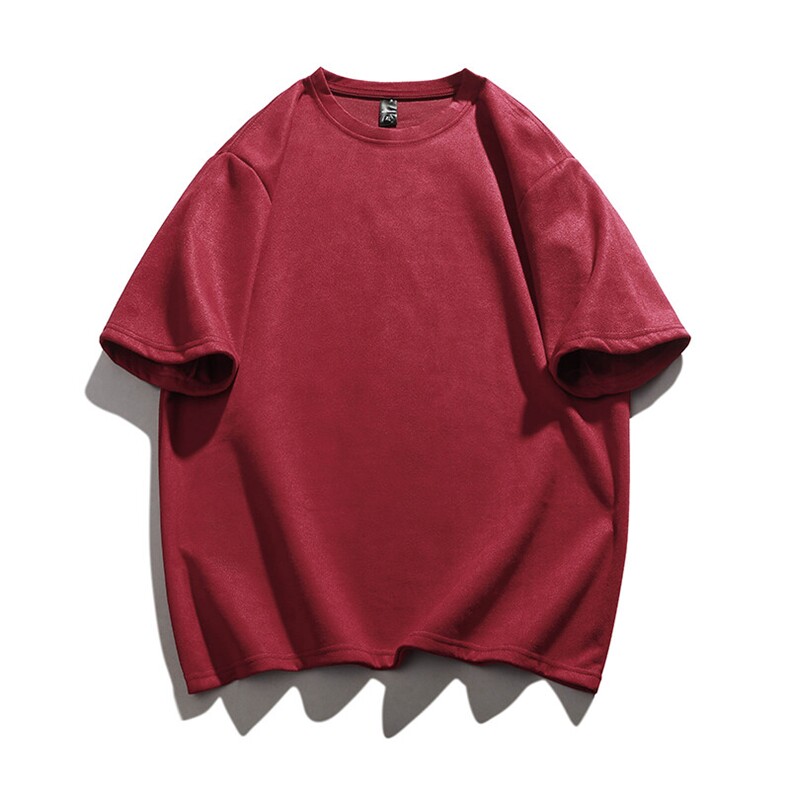 抖音得物直播高品质二开240克美式高街麂皮绒光版纯色短袖t恤12.5，男装T恤，电商A486-1