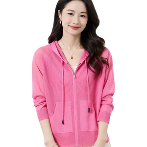 减龄宽松天丝亚麻开衫女短外套透气防晒小衫2025春夏新款连帽拉链图片