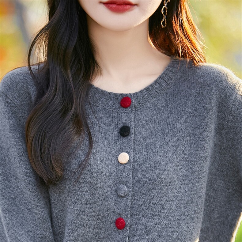 纯欲撩人Ruby红~加厚开衫女红色针织毛衣外套宽松秋冬,女装羊毛衫,暖烁羊绒