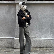 美拉德cleanfit显高微喇牛仔裤宽松显瘦潮牌美式高街休闲长裤男女，男装牛仔裤，星座506A