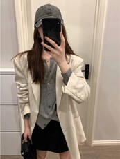 气质春秋新款羊毛针织开衫女圆领灰色短款毛衣显瘦简约百搭外套薄，女装羊毛衫，圣旺供货