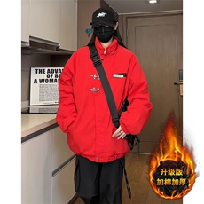 新中式国风棉服男款冬季加厚保暖工装棉衣立领盘扣宽松面包服外套，男装棉衣，电商基地A050