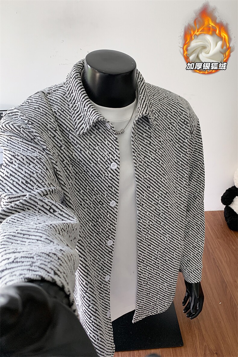 高克重雪尼尔480g银狐绒保暖舒适夹克外套男J5265J加绒-特P45控88,男装夹克,电商A001-1