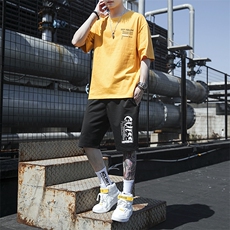 短袖套装2021新款休闲丅体恤衣服男装潮牌潮流夏装t恤男TZ202-P38，男装套装，星座217-4