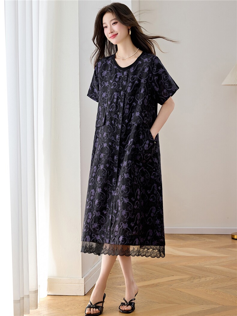 【夏季女装新款】2026夏季大量现货时尚宽松大版提花连衣裙,女装连衣裙,缘衣格