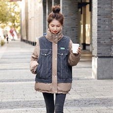 洋气牛仔拼接羽绒服女2022冬装新款女装韩版时尚保暖白鸭绒外套，女装羽绒服，慧尚依恋