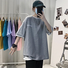 XZ115A-T06200克纯棉男女字母印花大码S-5XL10色T恤衫圆领半袖，男装T恤，星座115A-3