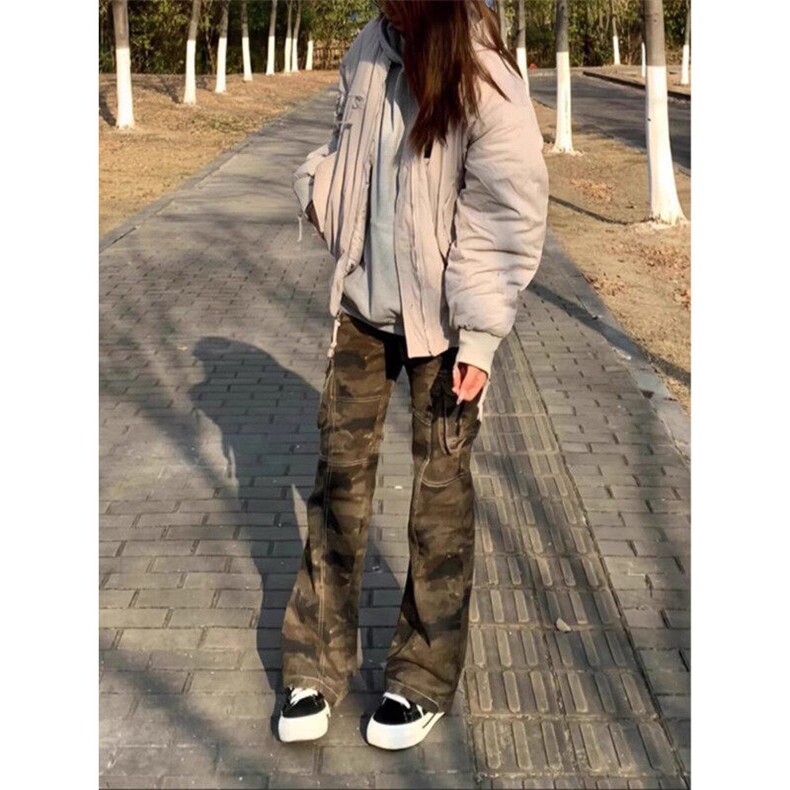 W9548-P60网图现货美式直筒宽松迷彩冲锋休闲裤ins潮牌简约裤子,男装休闲裤,星座1608-2
