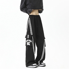 美式hiphop大口袋工装裤春秋季2025新款男女款情侣服阔腿裤子，男装休闲裤，星座601-1