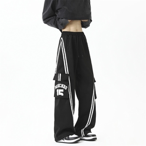 美式hiphop大口袋工装裤春秋季2025新款男女款情侣服阔腿裤子图片