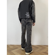 B221美式ins高街暗黑重工艺宽松微喇牛仔裤LK23128-P60控78，男装牛仔裤，电商B221