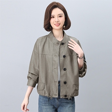 皮外套女春秋2025新款高级感休闲宽松洋气减龄中年妈妈短款皮夹克，女装皮衣，忆绮罗
