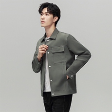 新款时尚工装轻薄羽绒服夹克衫男士抗皱短款休闲翻领羽绒服外套潮，男装羽绒服，电商B212（原钱塘6029）