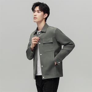 新款时尚工装轻薄羽绒服夹克衫男士抗皱短款休闲翻领羽绒服外套潮图片