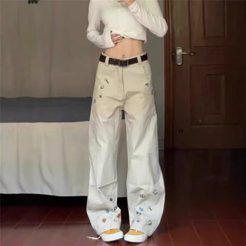 1506/Q30730/P57黑色花卉弯刀牛仔裤男秋季阔腿直筒微喇裤,男装牛仔裤,星座1506