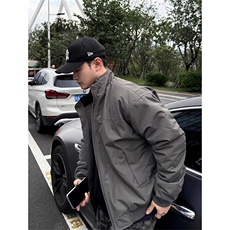 抖音得物美式潮休闲夹克春季立领纯色复古工装加厚棉服外套AMY01，男装夹克，电商A443