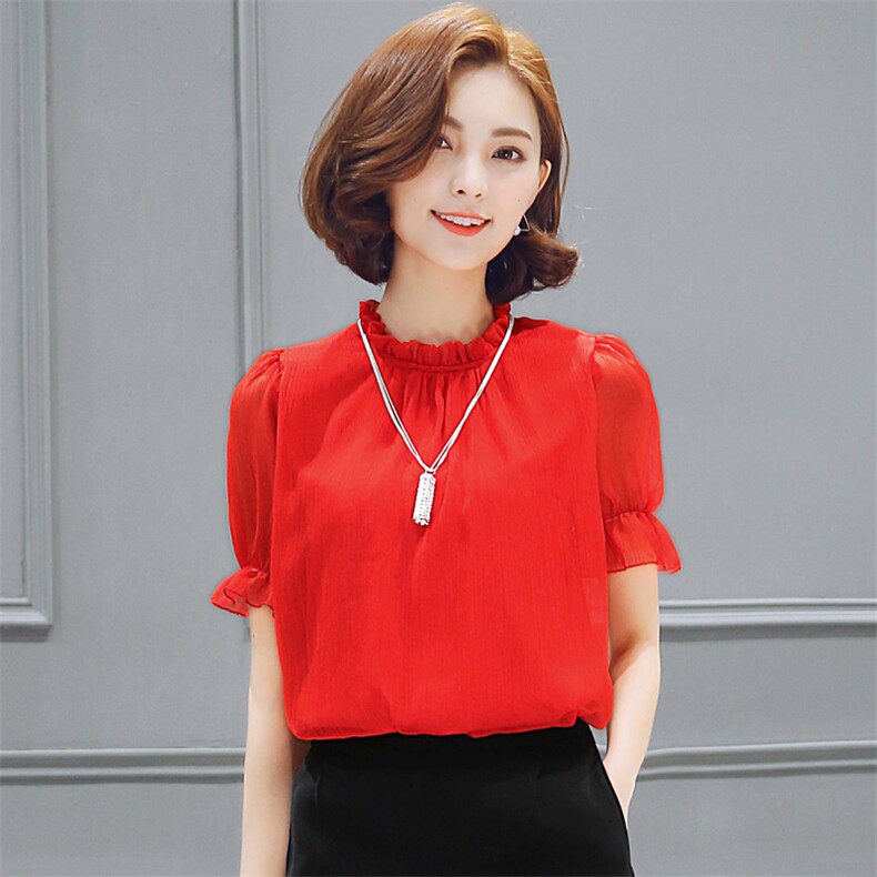 蕾丝衫/雪纺衫2020年春季纯色时尚潮流显廋百搭简约街头套头,女装蕾丝衫/雪纺衫,众宇琦