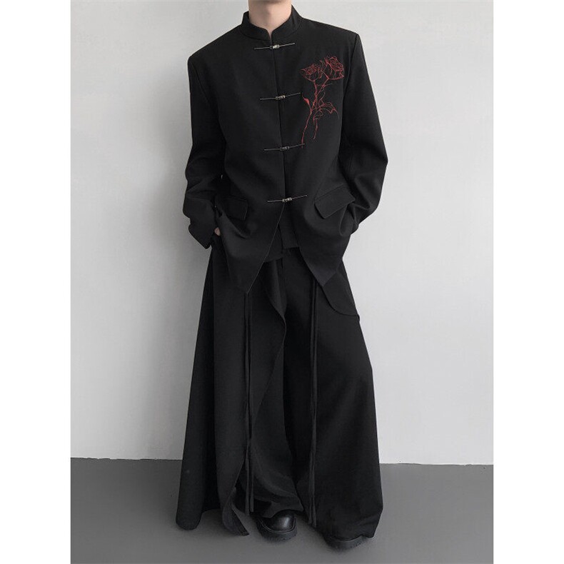 现货25秋冬新中式礼服婚礼玫瑰刺绣金属盘扣西装xz148-p128,男装西服套装,电商B288