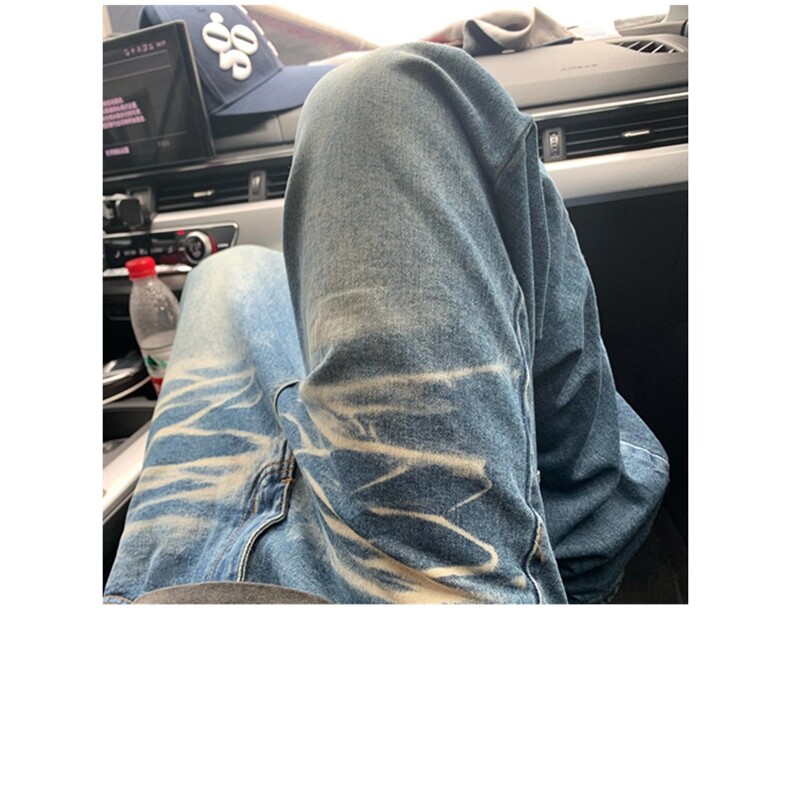 复古水洗蓝牛牛仔裤男春季潮牌宽松休闲裤直筒微喇裤N9099,男装休闲裤,星座1116A（原606A-3）