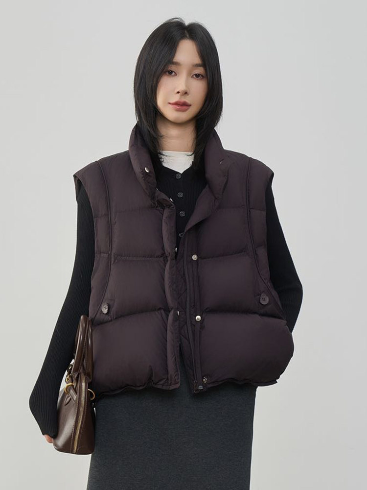 现货2025年冬季新款休闲宽松羽绒马甲女90绒,女装羽绒服,阳光伊恋