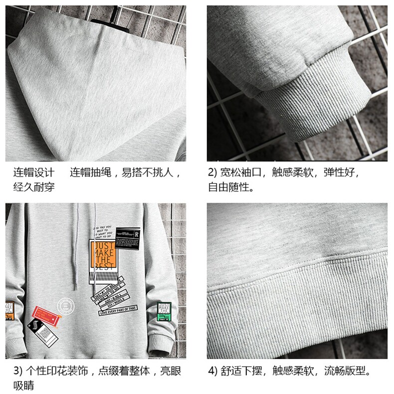 WY2121P40纯棉连帽卫衣男大码运动帽衫宽松薄外套网格挂拍,男装卫衣,电商A040A
