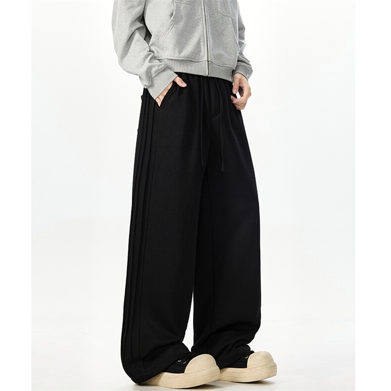 美式侧边褶皱休闲运动裤男潮牌简约纯色直筒卫裤25XK67276特批45,男装休闲裤,电商A042