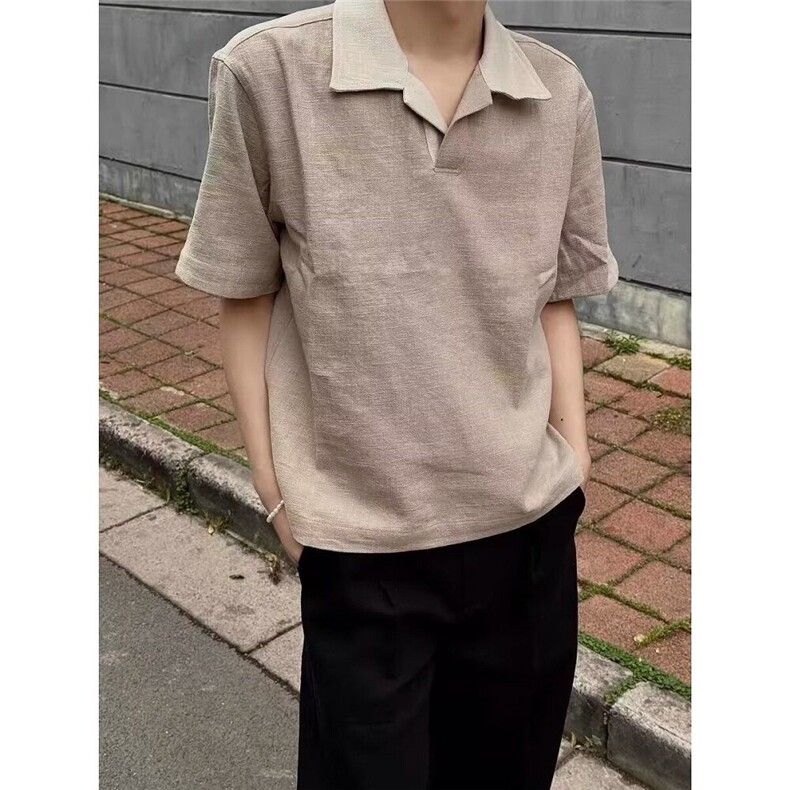 CP1226-P36新款polo衫气质短袖男款美式复古风原宿潮流T恤,男装T恤,电商B323A