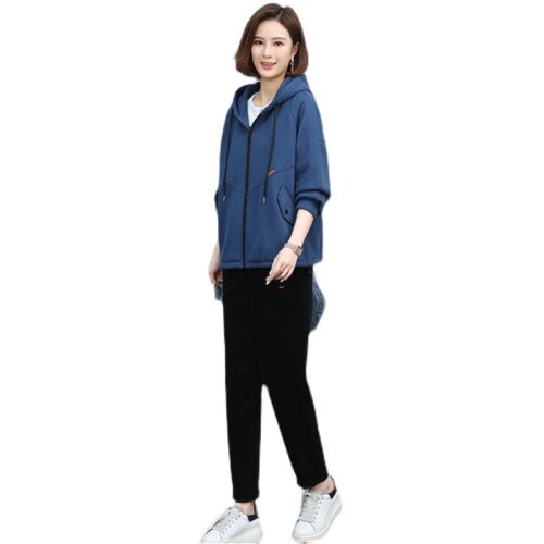 2022春季新款简约时尚气质减龄连帽宽松休闲舒适两件套,女装套装/套裙,丽影随形