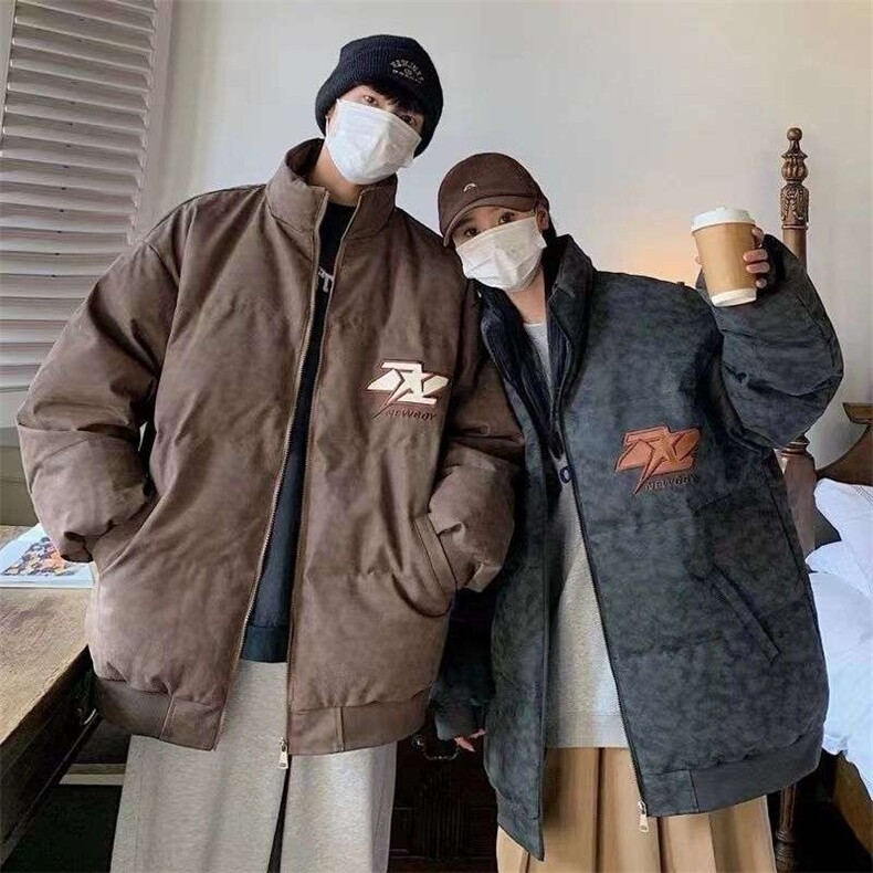 欧美潮牌复古大码加肥宽松棉衣男女冬季加厚宽松外套面包服棉袄潮图片