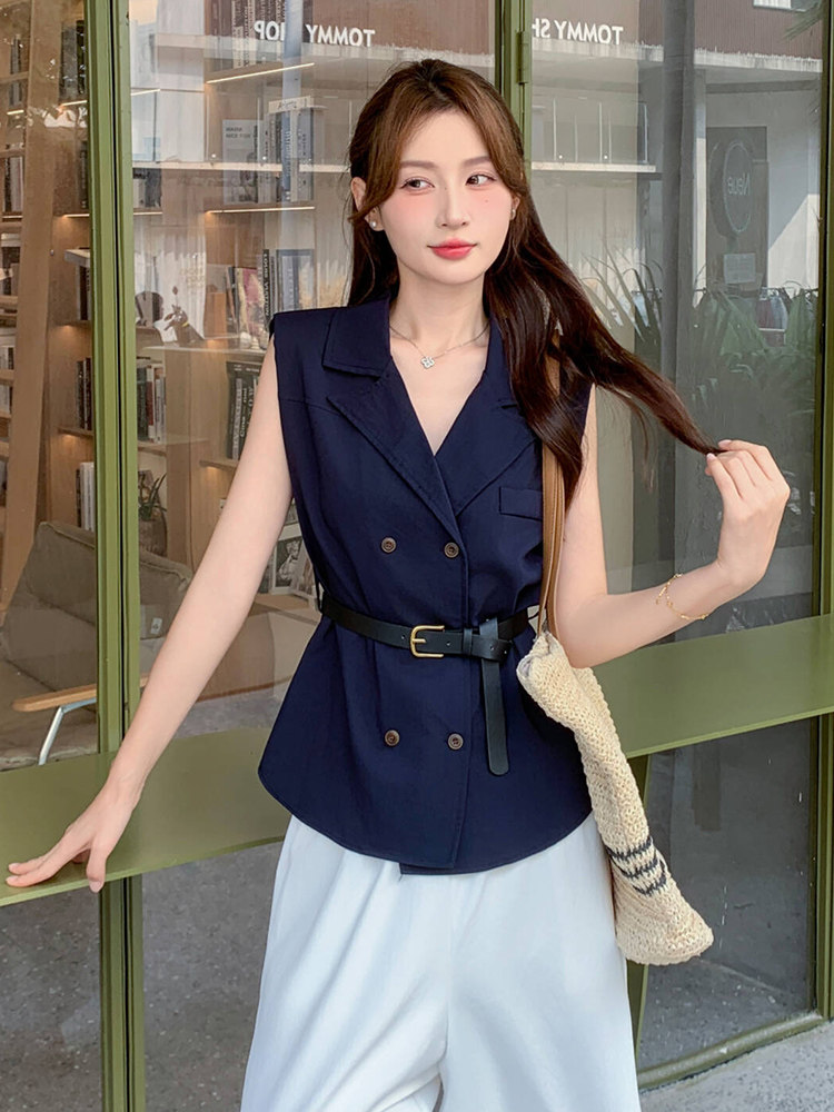 韩系穿搭一整套轻熟气质套装女2025夏季新款无袖上衣阔腿裤两件套,女装套装/套裙,超帛