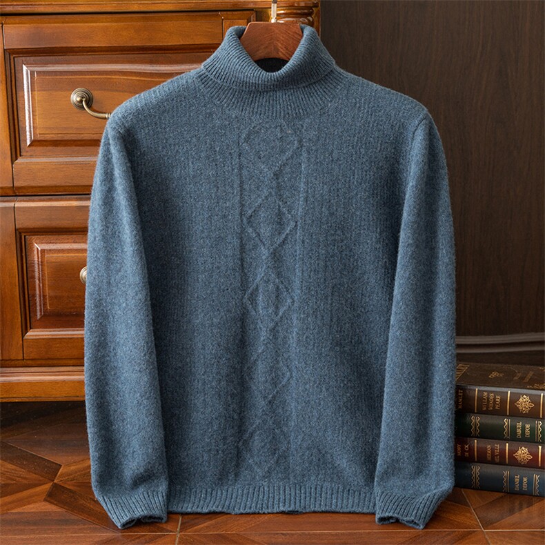 时尚高领羊毛衫男秋冬保暖百搭休闲毛衣高品质舒适针织衫男装，男装羊毛衫，暖钟情羊绒