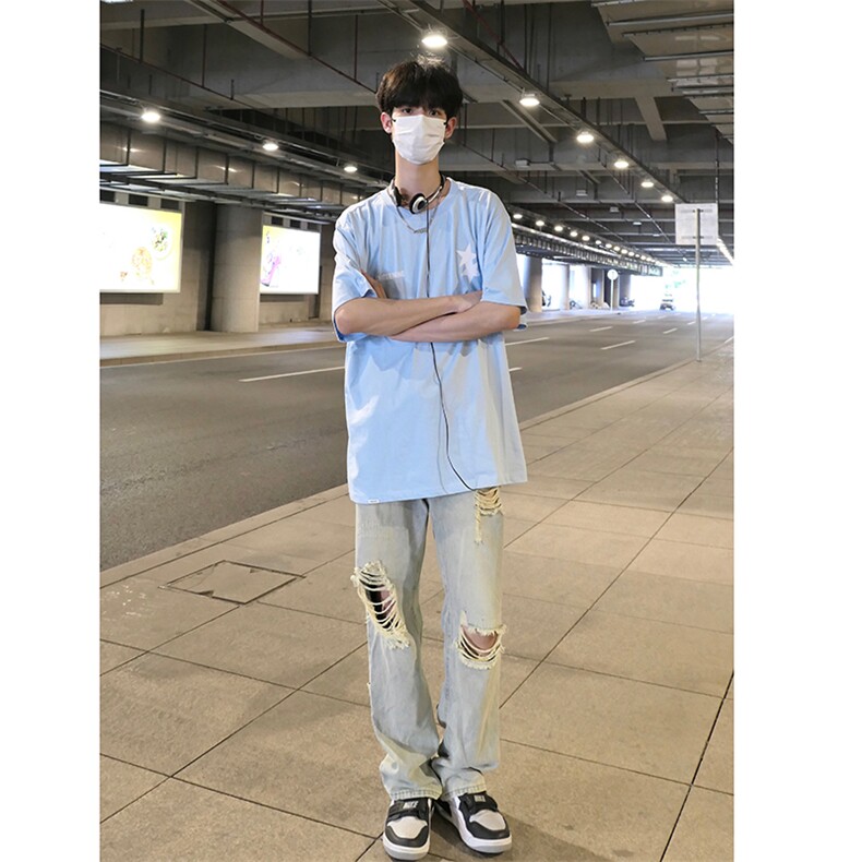 B221美式ins高街暗黑系小众拉链直筒牛仔裤LK23073-P65控88,男装牛仔裤,电商B221