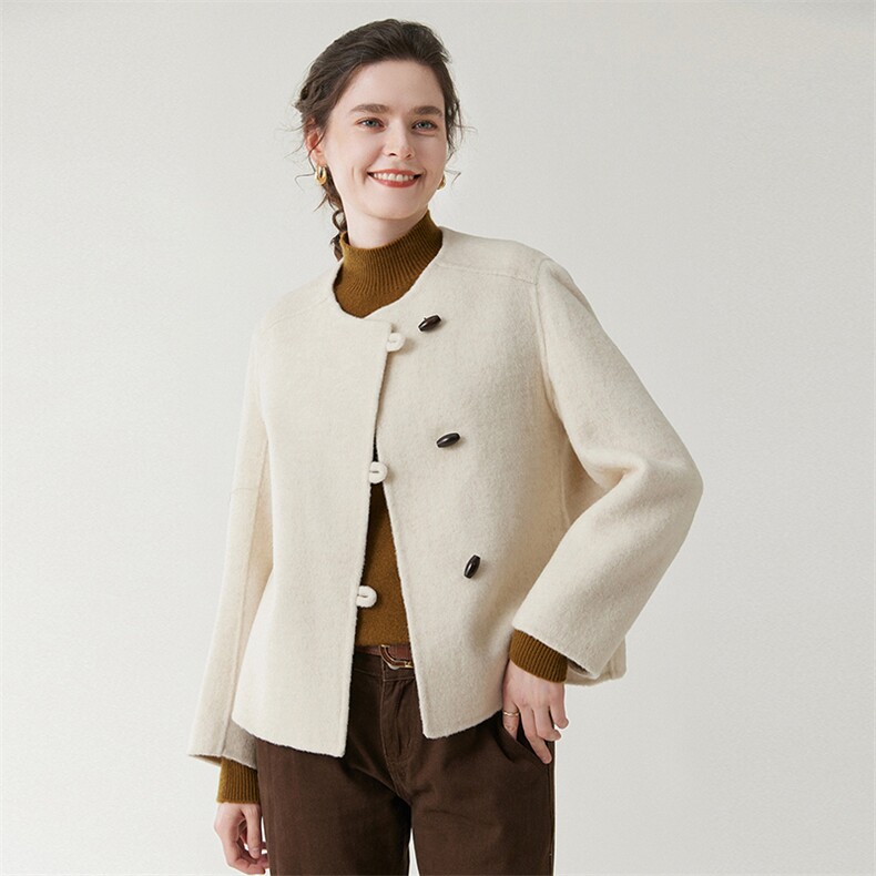 双面呢羊毛大衣女短款2025秋冬新品宽松高级感毛呢外套，女装双面呢大衣，优远毛呢大衣