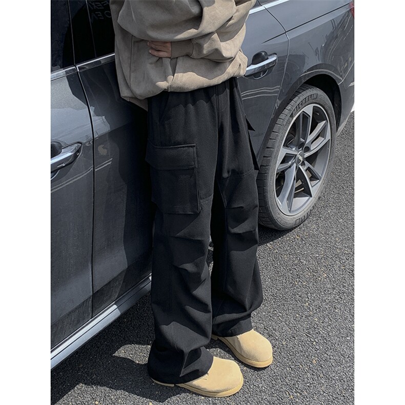 秋季新款美式水洗拼接微喇打褶工装裤XZ604-KG97-特P50控88,男装工装外套,星座604