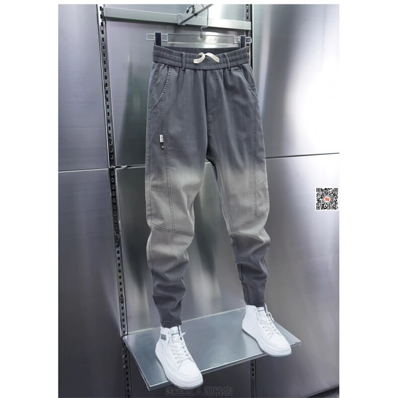 1506-1/KT6751/P50男士休闲裤秋冬季时尚潮牌纯色松紧腰运动束脚,男装休闲裤,星座1506-1