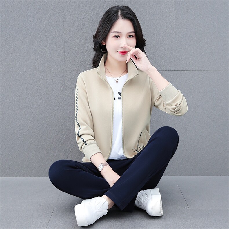 洋气减龄休闲运动服套装女春秋2025新款气质妈妈装高端卫衣三件套,女装套装/套裙,燕颉服饰