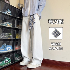 2026春季新款解构可拆卸格子方巾弯刀裤男K6725特P35建议零售价88，男装休闲裤，电商A001