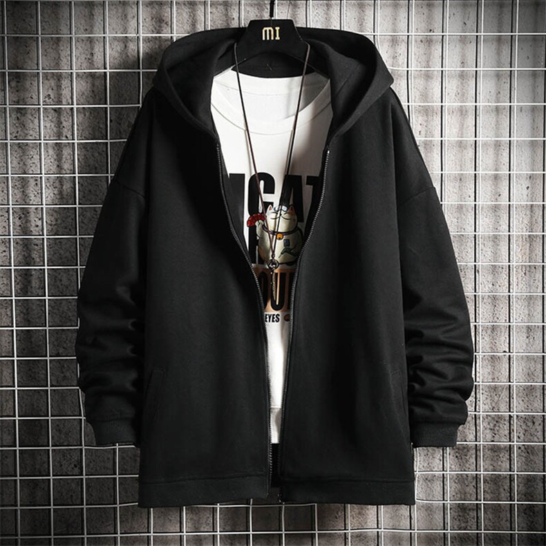 KS21227-P38连帽开衫卫衣男运动外套大码班服网格,男装卫衣,电商A040A