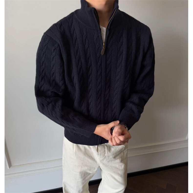 2026春装现货绞花立体感浮雕针织衫开衫H17，男装针织衫/毛衣，星座1212