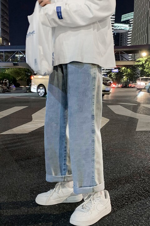 20秋款港风百搭老爹裤牛仔裤ins宽松潮牌阔腿裤工装裤kz367,男装牛仔裤,星座1008