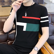 夏季薄款男士圆领短袖t恤时尚休闲2023新款打底衫修身上衣服体恤，男装T恤，电商B212（原钱塘6029）