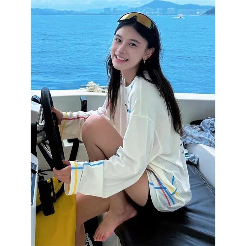 美式高街解构工艺速干长袖T恤衫男女款防晒上衣户外运动骑行服潮,男装防晒衣,电商A486