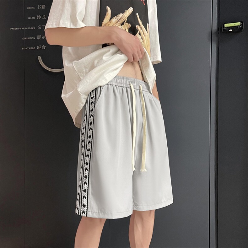 百搭休闲针织拼接潮流运动风冰丝五分短裤DK523-特批21,男装休闲裤,星座718-1